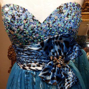 Blue Cheetah/Leopard Print Ball Gown